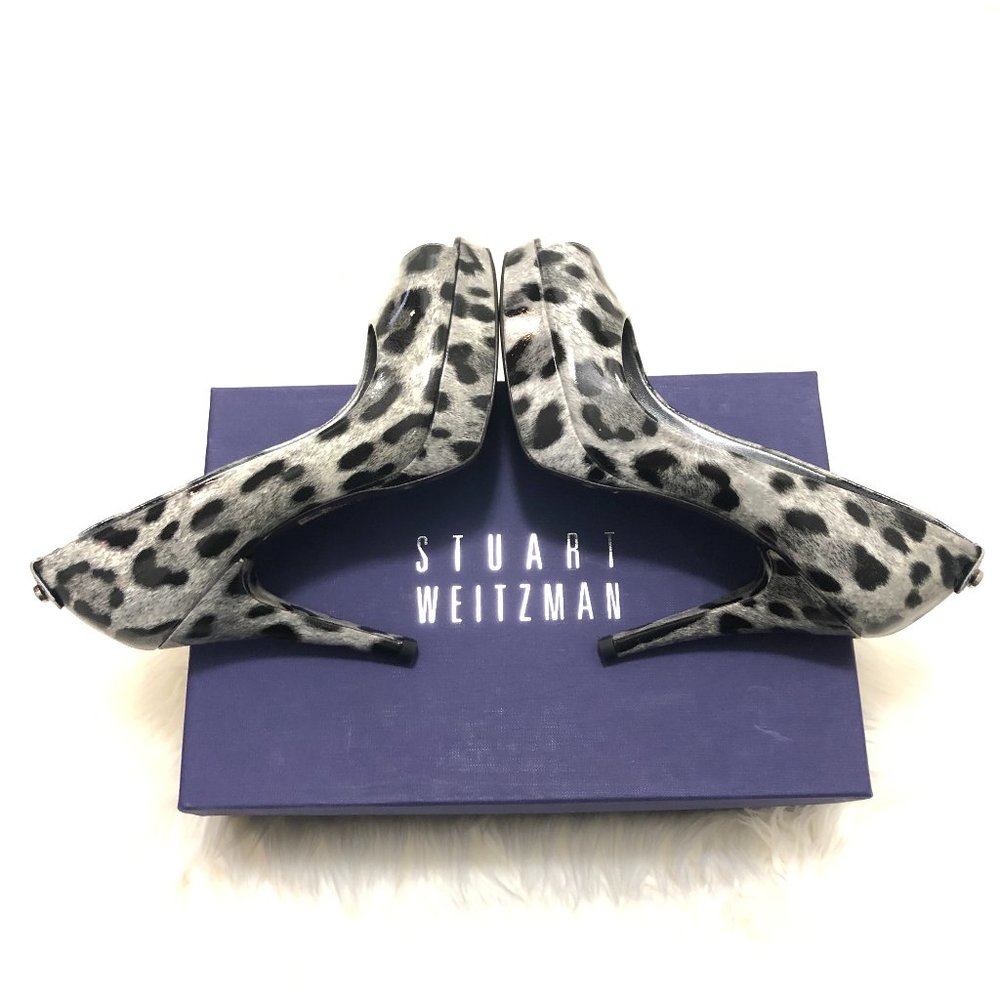 ✨ HOST PICK✨*BRAND NEW* Stuart Weitzman Leopard Print Peep Toe Heels - Size 6.5 - Picture 5 of 11